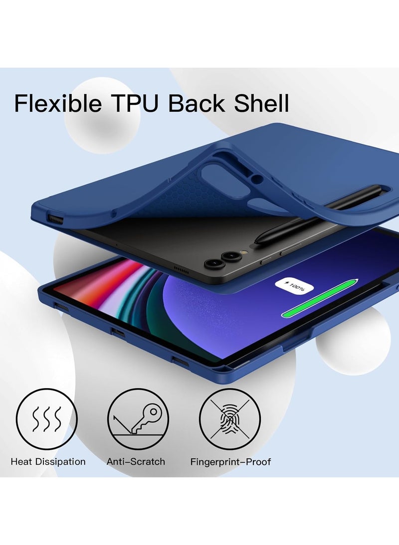 NEW Samsung Galaxy Tab S10 Plus 12.4 Inch Case with S Pen Holder – Soft TPU Tri-Fold Stand Protective Cover, Auto Wake/Sleep, S Pen Charging Support, Blue - Image 4