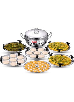 VINOD Stainless Steel 7 pcs Deluxe Multi Kadai with lid  - Image 1