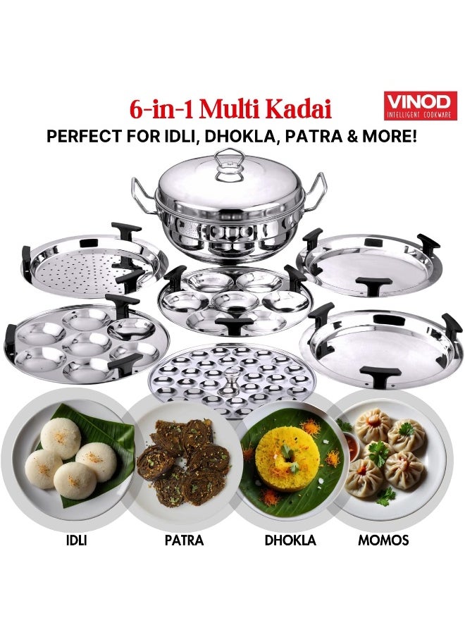 VINOD Stainless Steel 7 pcs Deluxe Multi Kadai with lid  - Image 5