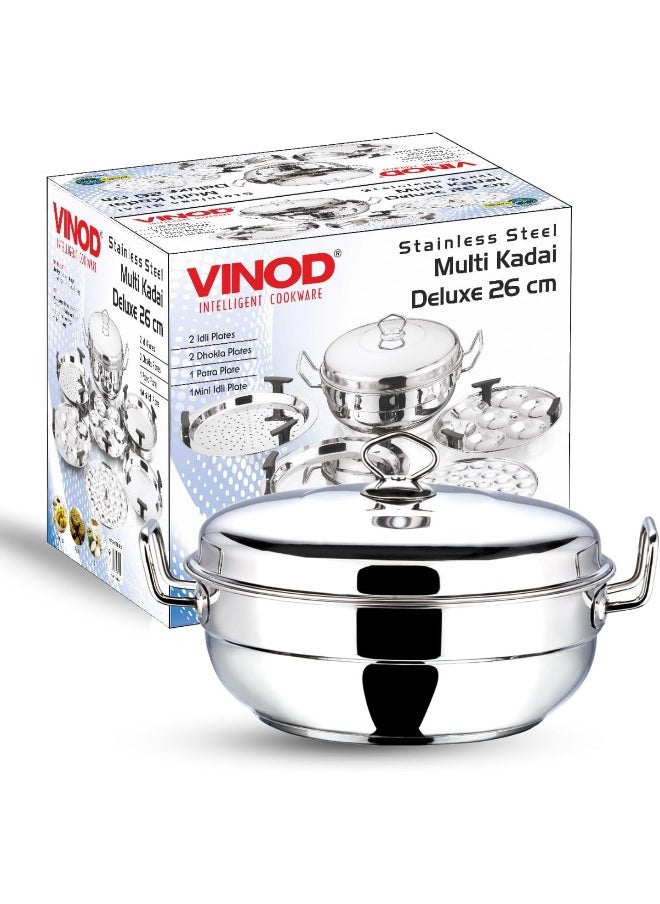 VINOD - Stainless Steel 7 pcs Deluxe Multi Kadai with lid - Image 1