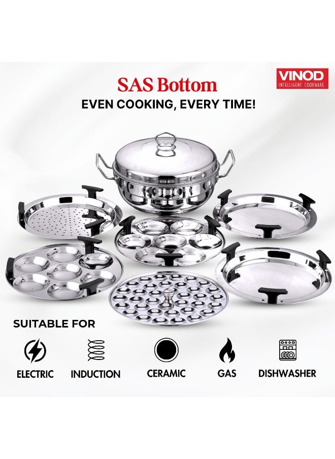 VINOD - Stainless Steel 7 pcs Deluxe Multi Kadai with lid - Image 1