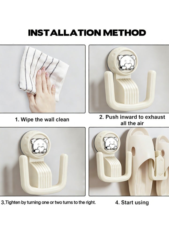 حاملان للنعال للحمام، رف جداري، حامل تخزين متعدد الأغراض للنعال، منظم أحذية جداري موفر للمساحة، خطاف لاصق مقاوم للماء للنعال للحمام وغرفة النوم - Image 3