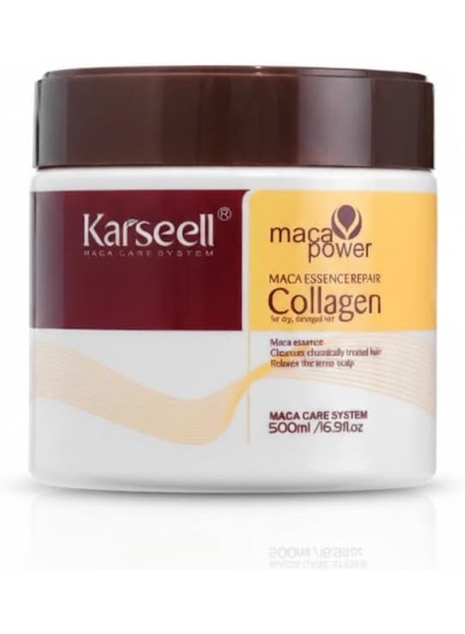 Karseell Collagen Hair Treatment Deep Repair Conditioning Argan Oil Collagen Hair Mask Essence for Dry Damaged Hair 16.90 oz 500ml - Image 1