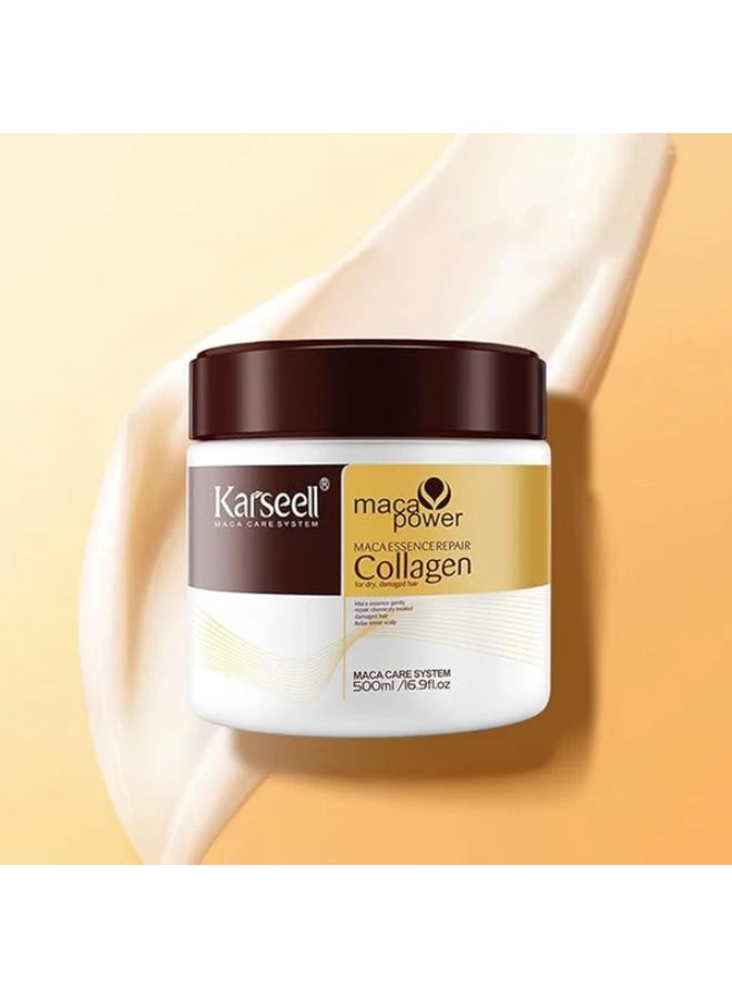 Karseell Collagen Hair Treatment Deep Repair Conditioning Argan Oil Collagen Hair Mask Essence for Dry Damaged Hair 16.90 oz 500ml - Image 2