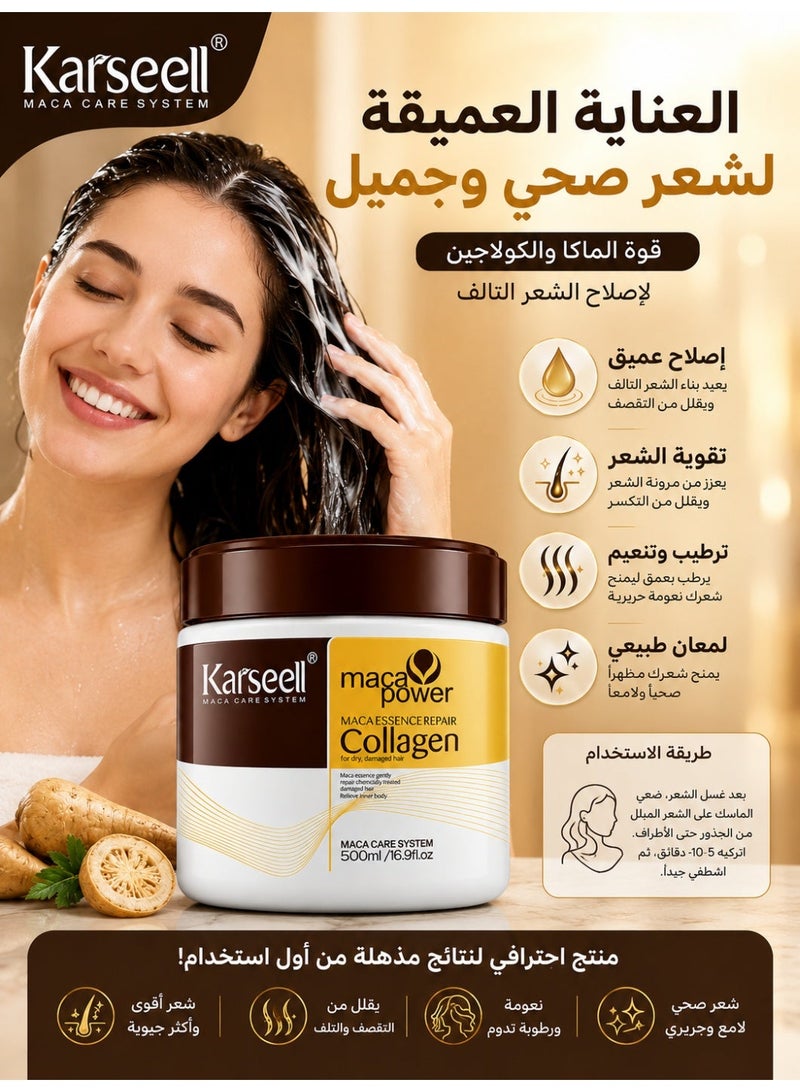 Karseell Collagen Hair Treatment Deep Repair Conditioning Argan Oil Collagen Hair Mask Essence for Dry Damaged Hair 16.90 oz 500ml - Image 2