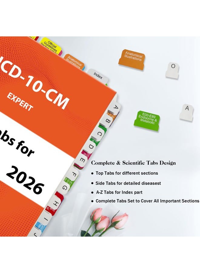 Tojoyify Index Tabs for ICD-10-CM 2026 AAPC Version, Complete Book Tabs Set with Blanks, Bookmarker, Laminated Color-Coded with Alignment Guide & Page Numbers (Book Not Included) - Image 2