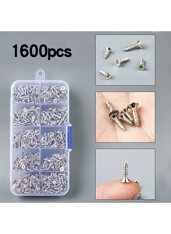 1600 Pcs M2 M2 5 Nickel Plated Mini Screws 6mm 7mm 8mm 10mm Cross Flat Head Self Tapping - Image 2