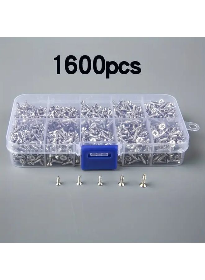 1600 Pcs M2 M2 5 Nickel Plated Mini Screws 6mm 7mm 8mm 10mm Cross Flat Head Self Tapping - Image 1