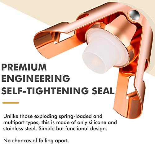 HYZ Champagne Stoppers 3-Pack, Stainless Steel Sparkling Wine Bottle Stopper with Pure Silicone Air Tight Seal - Professional Wine Saver for Champagne，Prosecco and Cava Rose Gold/Silver/Black - Image 3