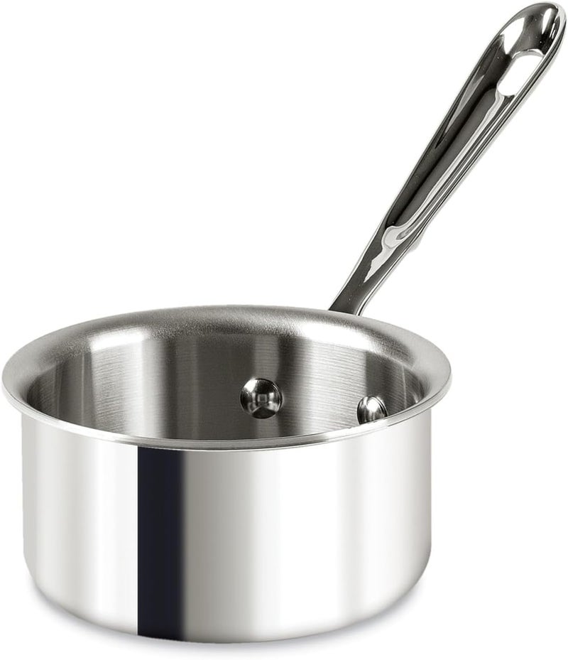 All-Clad D3 3-Ply Stainless Steel Butter Warmer 0.5 Quart Induction Oven Broiler Safe 600F Pots and Pans, Cookware, Sauce Pan Silver, 1/2-Quart - Image 1