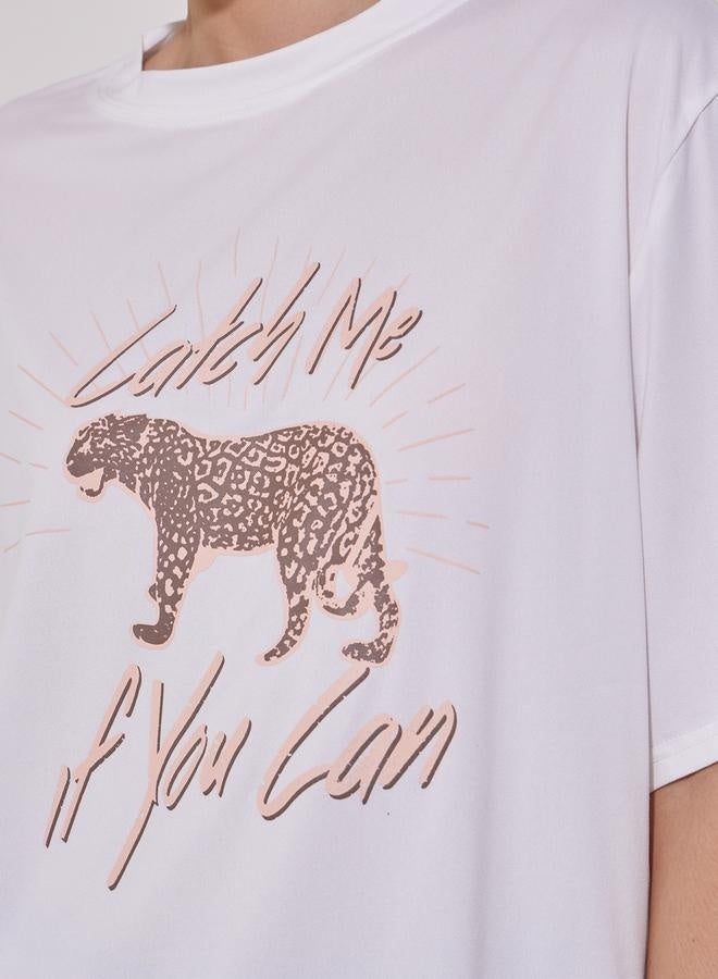 تايك تو تيشيرت كبير بطبعة حيوانات وأكتاف ساقطة - Image 5