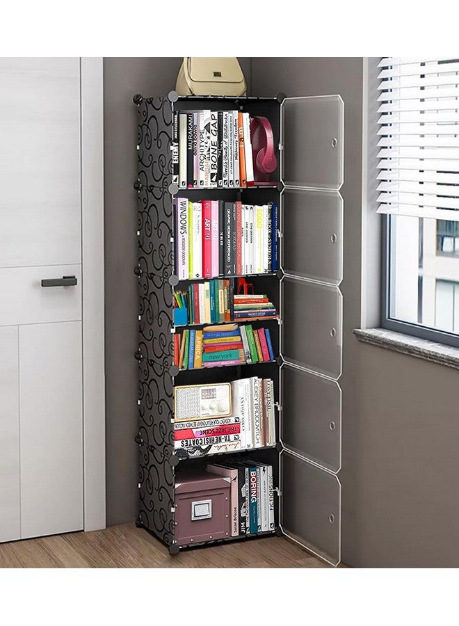 AYSIS AYSIS Non Woven Fabric, Plastic, Metal Bookshelf | Storage Shelve For Books Storage Organizer |Children Book Rack | Bookcase For Home Furniture (10 Cases, Black)  - Image 1