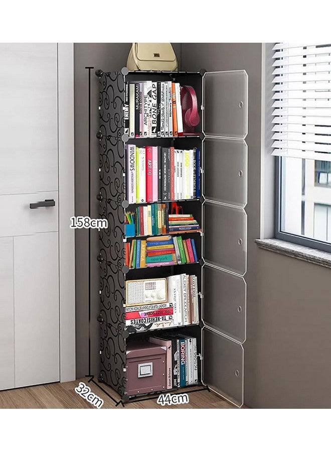 AYSIS AYSIS Non Woven Fabric, Plastic, Metal Bookshelf | Storage Shelve For Books Storage Organizer |Children Book Rack | Bookcase For Home Furniture (10 Cases, Black)  - Image 2