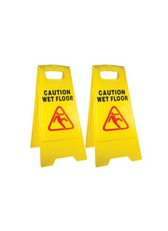VINSTAR Caution Wet Floor Sign Board, Foldable, Sturdy Double-Sided Safety Warning Signs, Yellow Wet Floor Stand (2PK)  - Image 1
