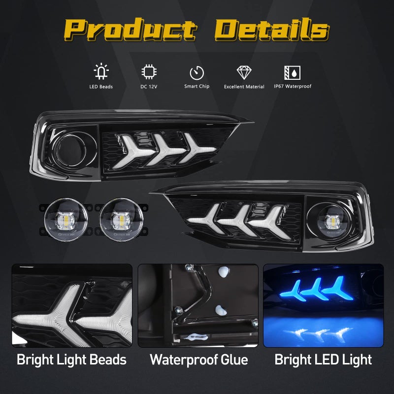 VGETTING Daytime Running Lights For Honda Civic 2019 2020 Fog Light Replacement Tri-Colors DRL With LED Lamp Bulb Front Fog Light with Bezel - Image 3