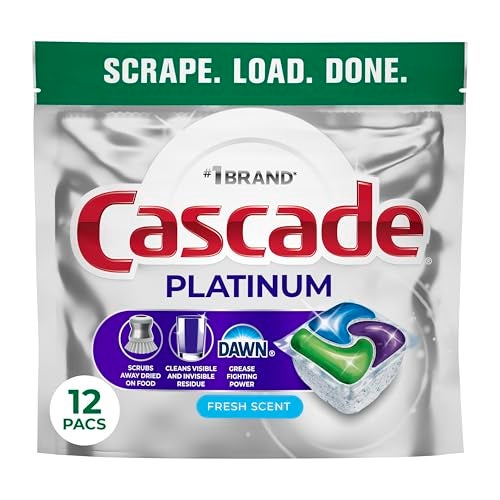Cascade Platinum Dishwasher Pods, Dishwasher Detergent, Dish Detergent Soap, Fresh, 12 count - Image 1