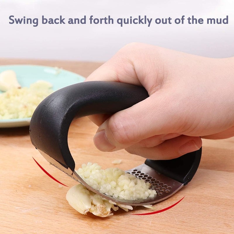 Baskety Garlic Dough Black Press and Peeler Crusher Also Used for Ginger Peeler Squeezer Chopper with Easy NonSlip Grip ABS Handle Dough Black - Image 3