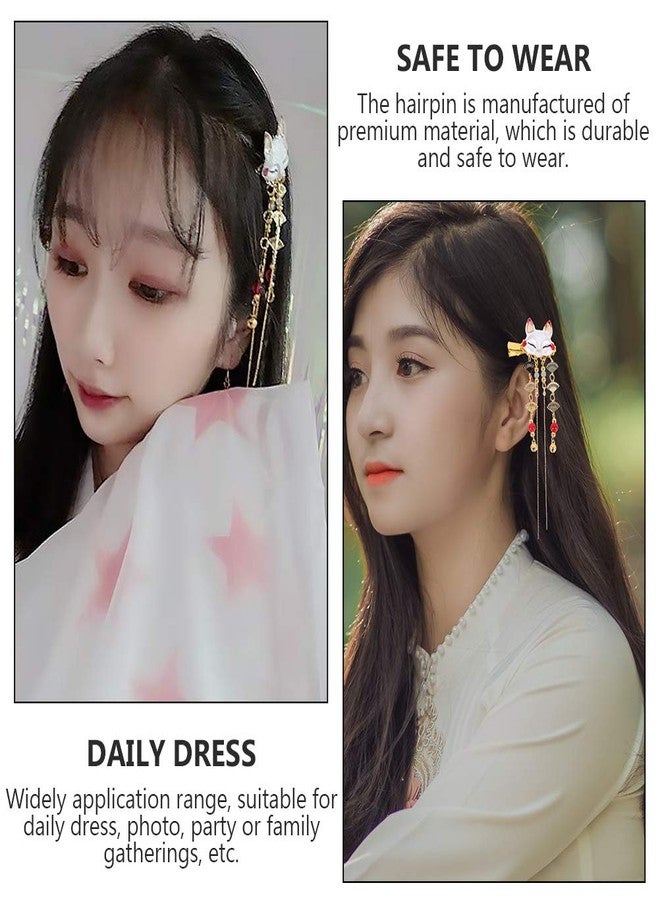 سولوستر مشبك شعر على الطراز الصيني من سولستر، بتصميم ثعلب، مزين بشرابة، مصنوع من سبيكة معدنية، إكسسوارات شعر هانفو أنيقة للحفلات والتصوير والاستخدام اليومي - Image 4