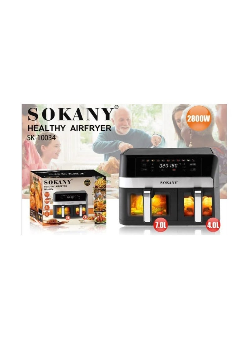 سوكاني قلاية سوكانى 7 لتر + 4 2 باب 2800 وات SK-10034 متعدد الألوان - Image 3