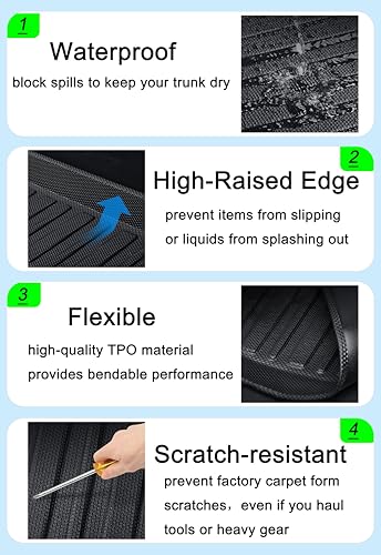 Aiqiying Accord Cargo Liner - All-Weather Rear Trunk Tray Cargo Mats Protector Custom Fit, 3D Tech Waterproof Flexible TPO Accessories, Compatible with 2013-2017 Honda Accord Models(No Hybrid Model) - Image 5