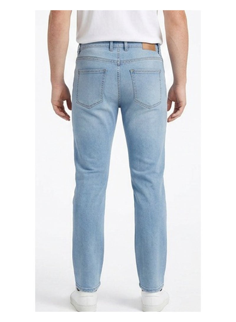 RAVIN Men's Light Wash Slim Straight Fit Denim Jeans - Image 2