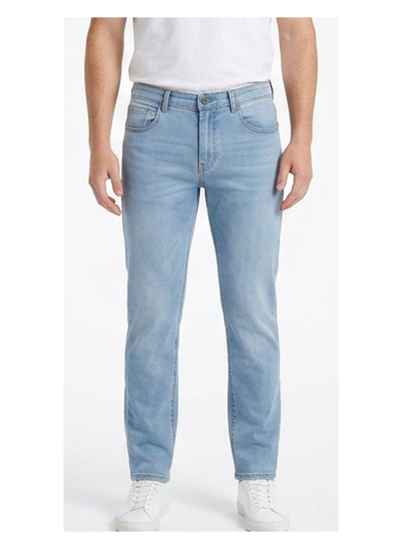 RAVIN Men's Light Wash Slim Straight Fit Denim Jeans - Image 1