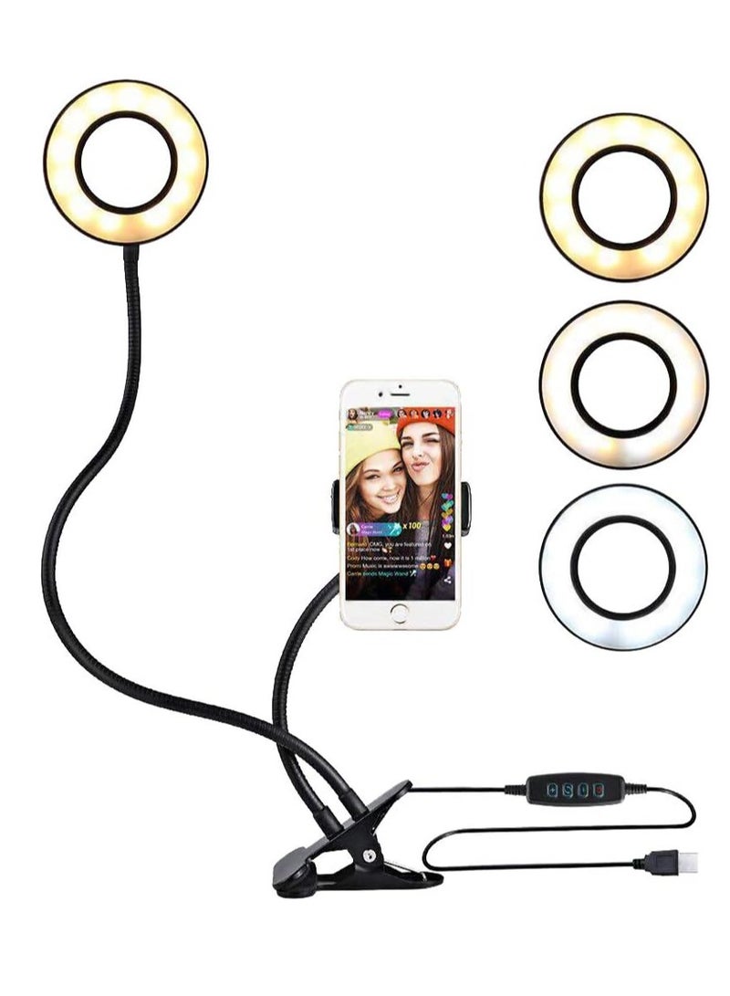 ELTRAZONE "Lazy Bracket Selfie Ring Light with Phone Holder: LED Circle Light with 360° Rotating Flexible Arms for Streaming, YouTube, Vlogging, and Makeup" - Image 1