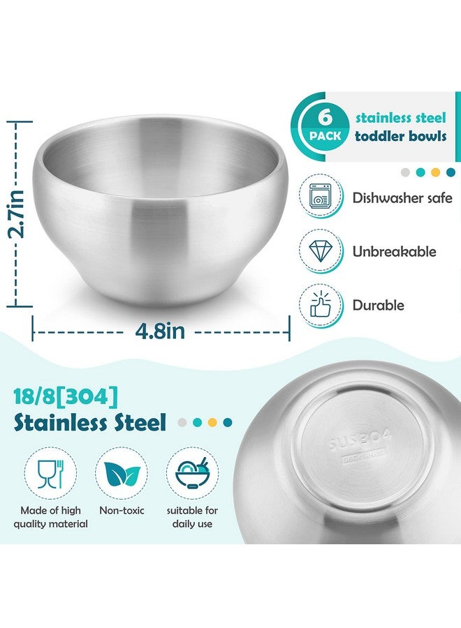 HaWare 6Piece Kids Bowls 12Oz Sus304 Metal Bowl For Toddler Children Small Baby Bowls For Feedingsoupsnacks Multipurpose 188 Stainless Steel Cereal Bowls Double Walled Dishwasher Safe - Image 3