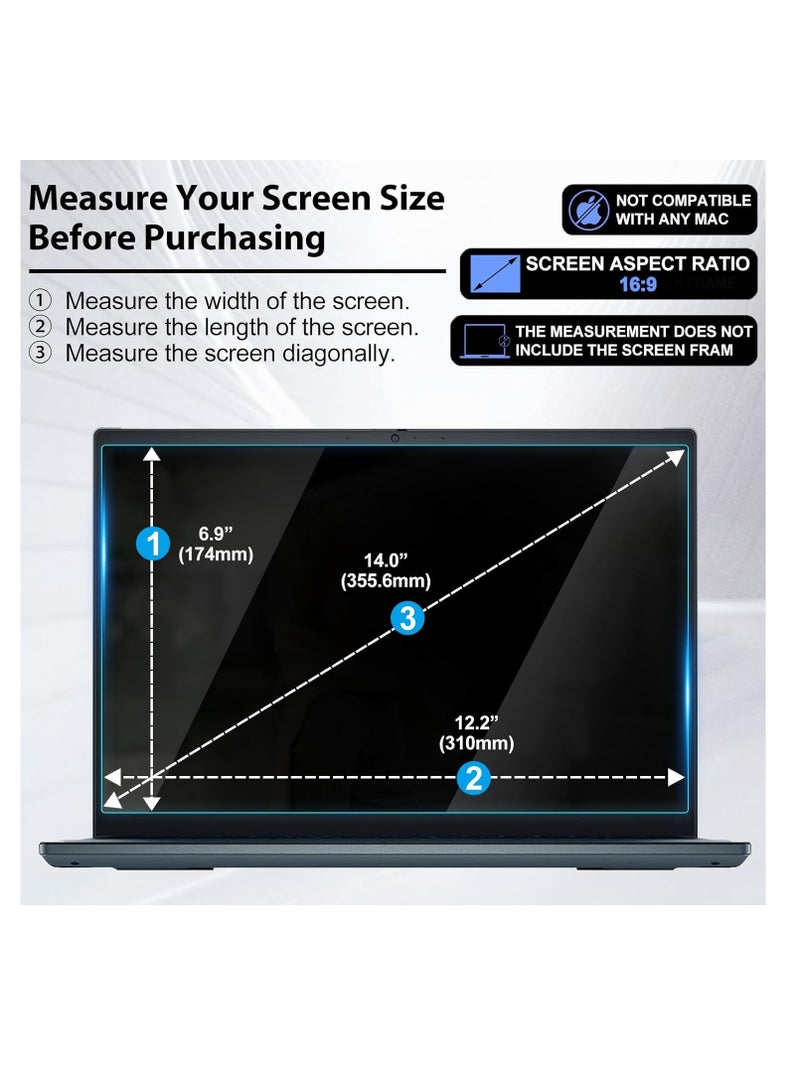 عبوة واحدة واقي شاشة 14 بوصة للابتوب مضاد للضوء الأزرق، حماية العين من الضوء الأزرق وحاجز مضاد للتوهج لفيلم بحجم 14" مع نسبة عرض إلى ارتفاع 16:9 - Image 4