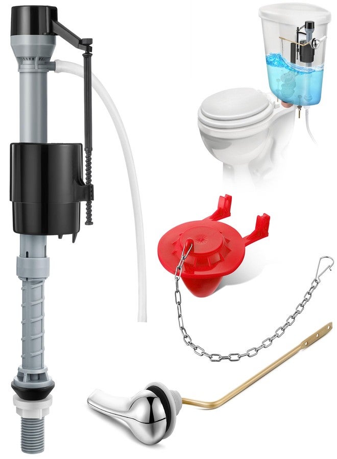 Saillong Universal Toilet Flusher Replacement Kit, Fill Valve, 2-Inch Flapper, Side Mount Handle Lever, Water-Saving, Adjustable Toilet Repair Kit Inside Tank, Easy to Install(1 Set,Black, Red) - Image 1