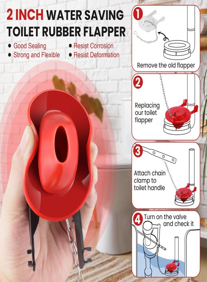 Saillong Universal Toilet Flusher Replacement Kit, Fill Valve, 2-Inch Flapper, Side Mount Handle Lever, Water-Saving, Adjustable Toilet Repair Kit Inside Tank, Easy to Install(1 Set,Black, Red) - Image 5