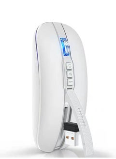 FMOUSE ماوس M113 2.4 جيجا هرتز لاسلكي BT5.1 نحيف قابل لإعادة الشحن لأجهزة الكمبيوتر الشخصية والكمبيوتر المحمول مع مستقبل USB 2400 نقطة في البوصة بمستوى قابل للتعديل  - Image 1