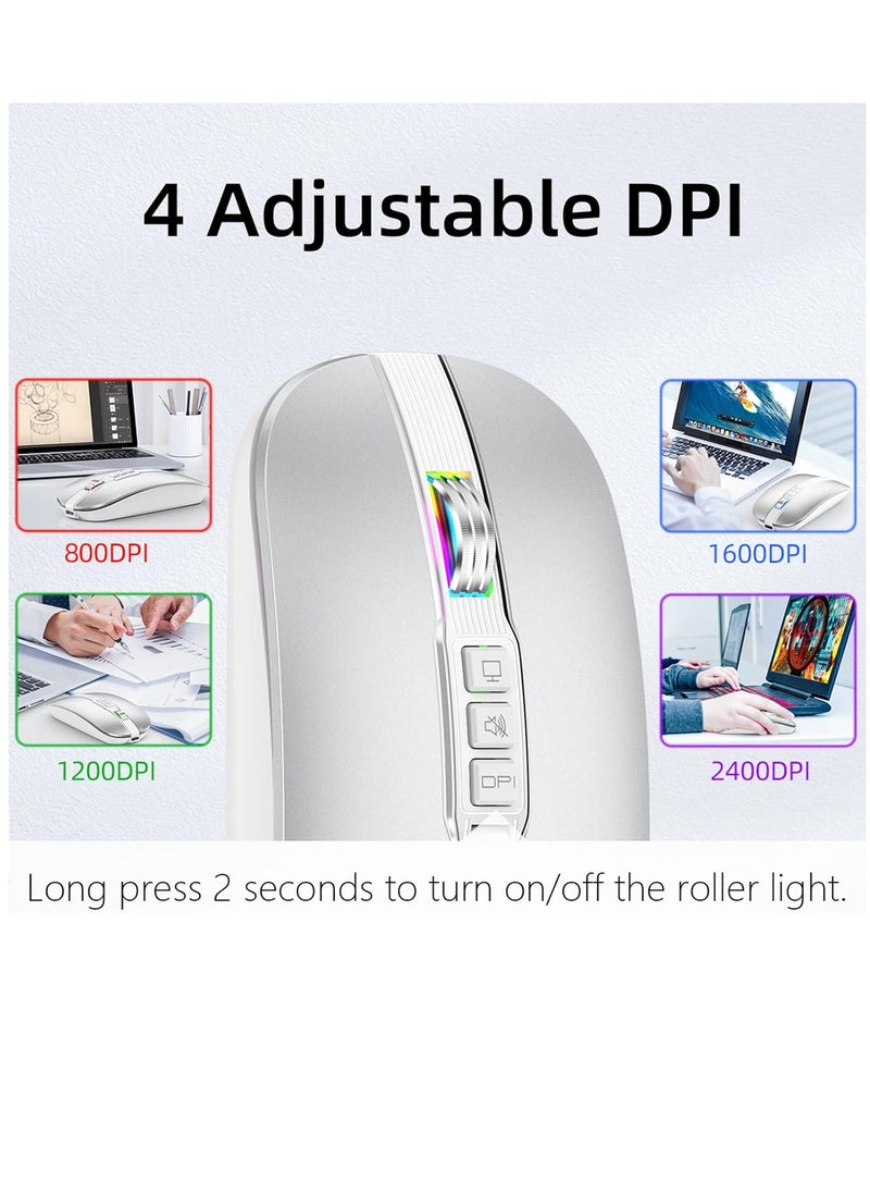 FMOUSE - ماوس M113 2.4 جيجا هرتز لاسلكي BT5.1 نحيف قابل لإعادة الشحن لأجهزة الكمبيوتر الشخصية والكمبيوتر المحمول مع مستقبل USB 2400 نقطة في البوصة بمستوى قابل للتعديل - Image 1
