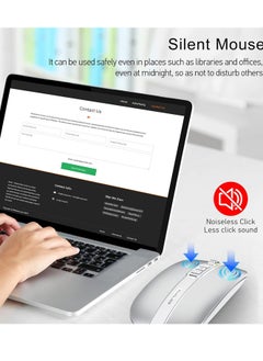 FMOUSE ماوس M113 2.4 جيجا هرتز لاسلكي BT5.1 نحيف قابل لإعادة الشحن لأجهزة الكمبيوتر الشخصية والكمبيوتر المحمول مع مستقبل USB 2400 نقطة في البوصة بمستوى قابل للتعديل  - Image 3