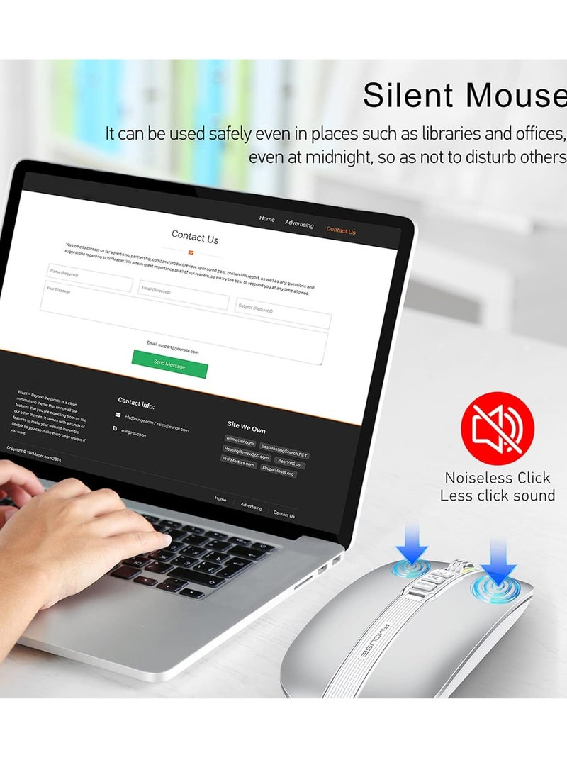 FMOUSE - ماوس M113 2.4 جيجا هرتز لاسلكي BT5.1 نحيف قابل لإعادة الشحن لأجهزة الكمبيوتر الشخصية والكمبيوتر المحمول مع مستقبل USB 2400 نقطة في البوصة بمستوى قابل للتعديل - Image 1