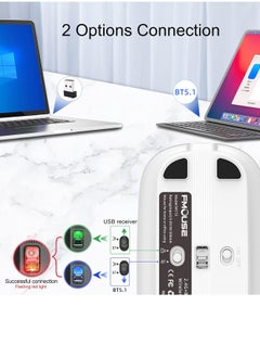 FMOUSE ماوس M113 2.4 جيجا هرتز لاسلكي BT5.1 نحيف قابل لإعادة الشحن لأجهزة الكمبيوتر الشخصية والكمبيوتر المحمول مع مستقبل USB 2400 نقطة في البوصة بمستوى قابل للتعديل  - Image 5