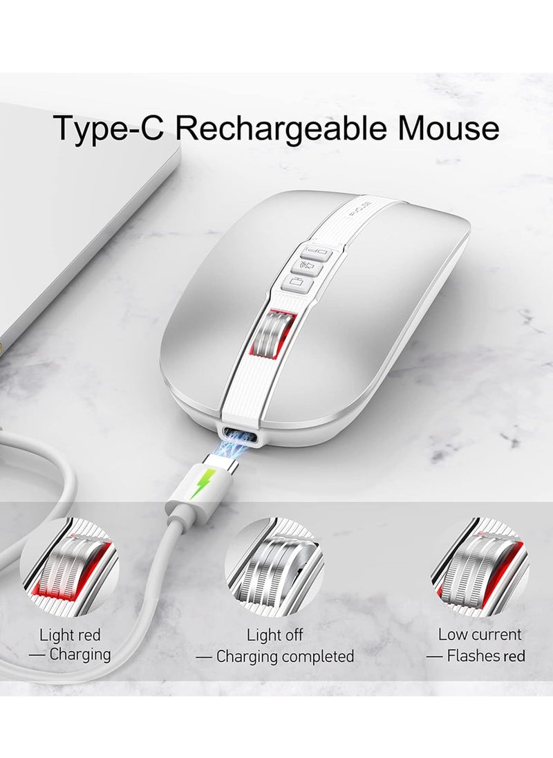 FMOUSE - ماوس M113 2.4 جيجا هرتز لاسلكي BT5.1 نحيف قابل لإعادة الشحن لأجهزة الكمبيوتر الشخصية والكمبيوتر المحمول مع مستقبل USB 2400 نقطة في البوصة بمستوى قابل للتعديل - Image 1
