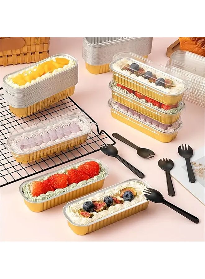 100pcs Disposable Aluminum Foil Baking Pans With Lids Rectangular Baking Cups Easy Clean - Image 4