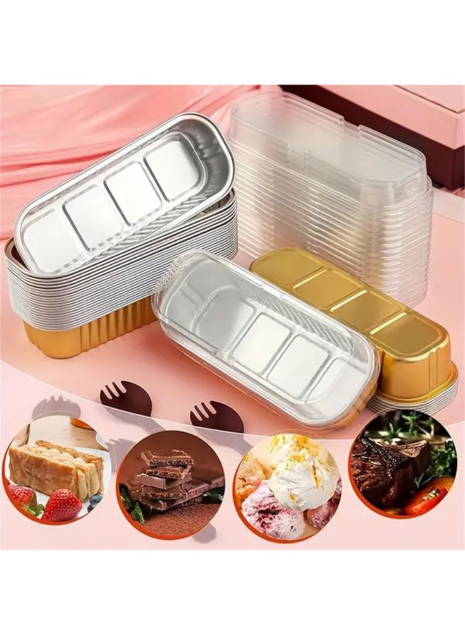 100pcs Disposable Aluminum Foil Baking Pans With Lids Rectangular Baking Cups Easy Clean - Image 5