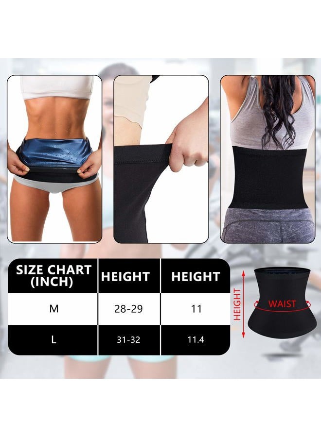 Geyoga 2 Pieces Waist Trimmer for Women Sweat Wrap Sweat Waist Trainer for Bodybuilding Lower Belly Fat (Blue Inner,M) - Image 2