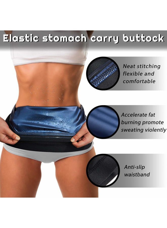 Geyoga 2 Pieces Waist Trimmer for Women Sweat Wrap Sweat Waist Trainer for Bodybuilding Lower Belly Fat (Blue Inner,M) - Image 3