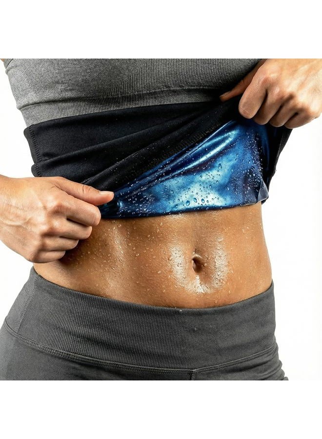 Geyoga 2 Pieces Waist Trimmer for Women Sweat Wrap Sweat Waist Trainer for Bodybuilding Lower Belly Fat (Blue Inner,M) - Image 1