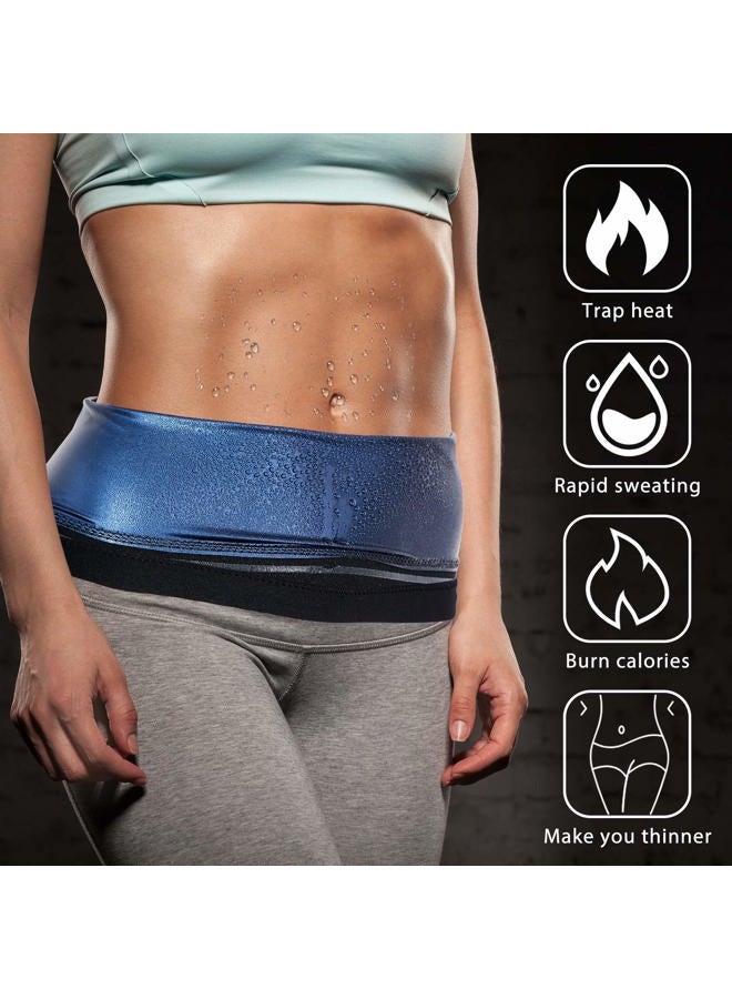 Geyoga 2 Pieces Waist Trimmer for Women Sweat Wrap Sweat Waist Trainer for Bodybuilding Lower Belly Fat (Blue Inner,M) - Image 5