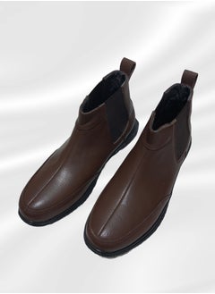 Meto Brown Chelsea lace-up boots made of genuine genuine leather and a toe sole  - Image 3
