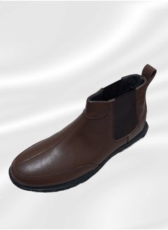 Meto Brown Chelsea lace-up boots made of genuine genuine leather and a toe sole  - Image 2