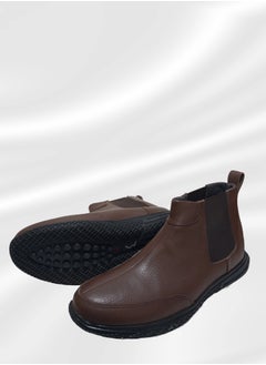 Meto Brown Chelsea lace-up boots made of genuine genuine leather and a toe sole  - Image 5
