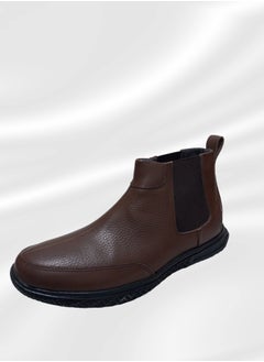 Meto Brown Chelsea lace-up boots made of genuine genuine leather and a toe sole  - Image 1