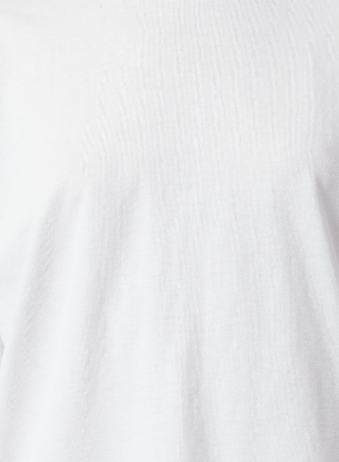 trendyol White 100% Cotton Zipper Detailed Relaxed/Comfortable Pattern Knitted T-Shirt - Image 5