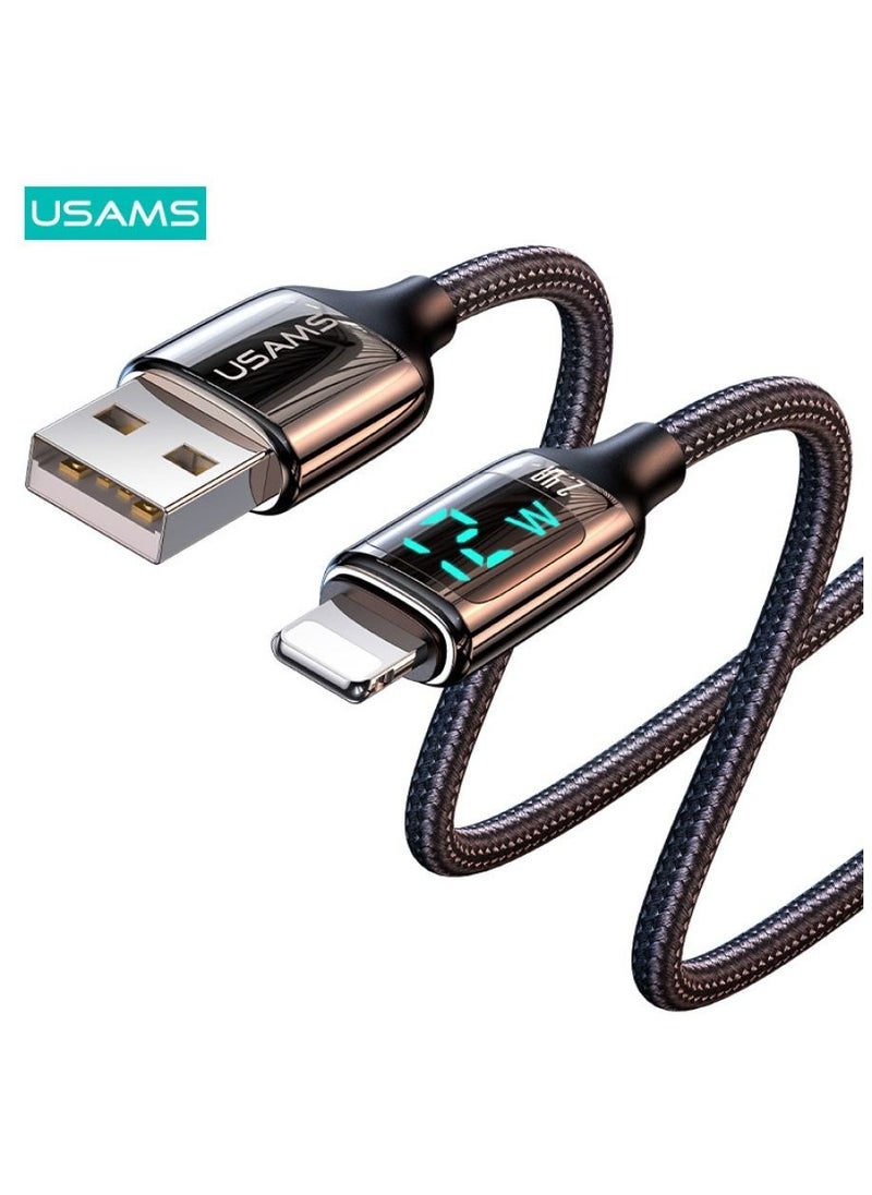 Usams Iphone charger iPhone charging cable USB to Lightning for Iphone With LED Display Boost Charge USB Cable for iPhone iPad AirPods Fast Charging Premium Cable 4ft/1m, Black  - Image 4