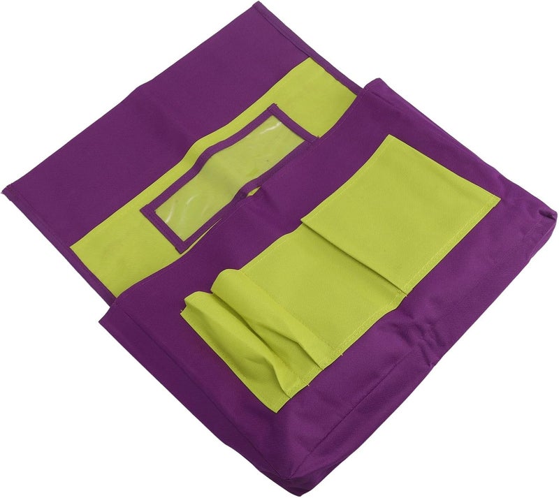 klarako Chair Back Pocket Organizer, Transparent Name Tag Pocket Chairback Pocket Students Seating Back Supply Organizer for Preschool, Purple Yellow - Image 4